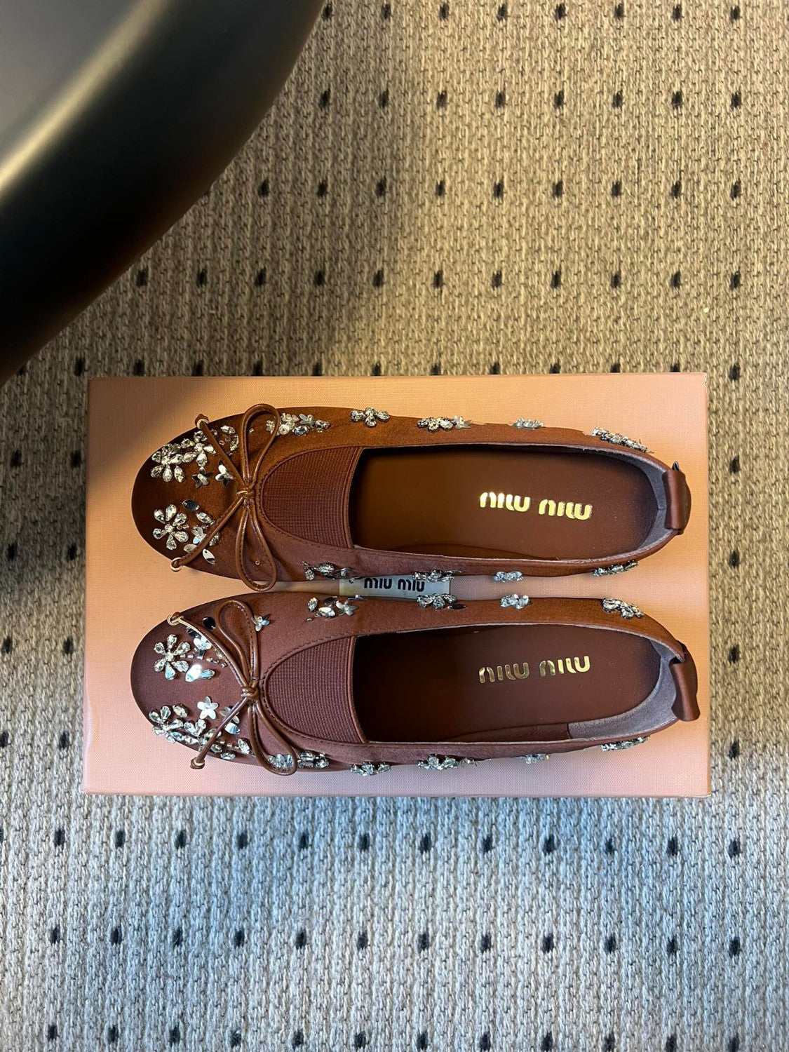 Miumiu Rhinestone Ballet Flats #336871