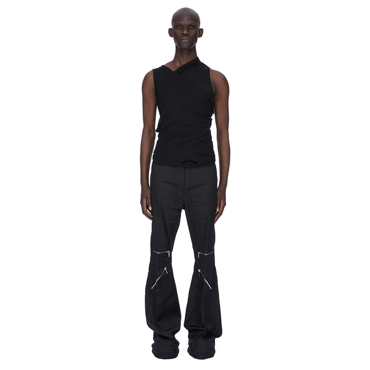 Rick Owens Men's Dark Style Trend Zipper God Pants Skinny Leg Long Flared Trousers Trendy High Street Men's Clothing Ngvp #1994