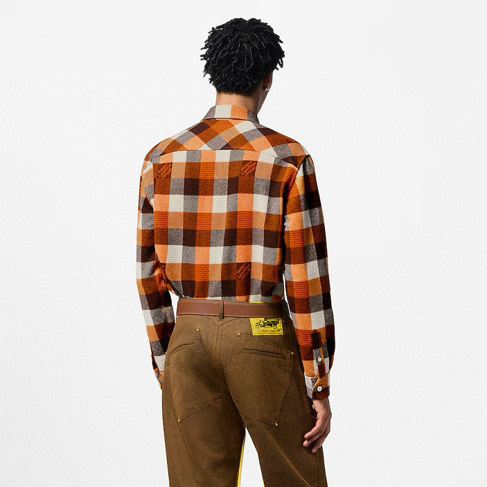 Louis Vuitton Men's Spring/fall Fashion Classic Plaid Pattern Collared Single Breasted Long Sleeve Shirt #78475