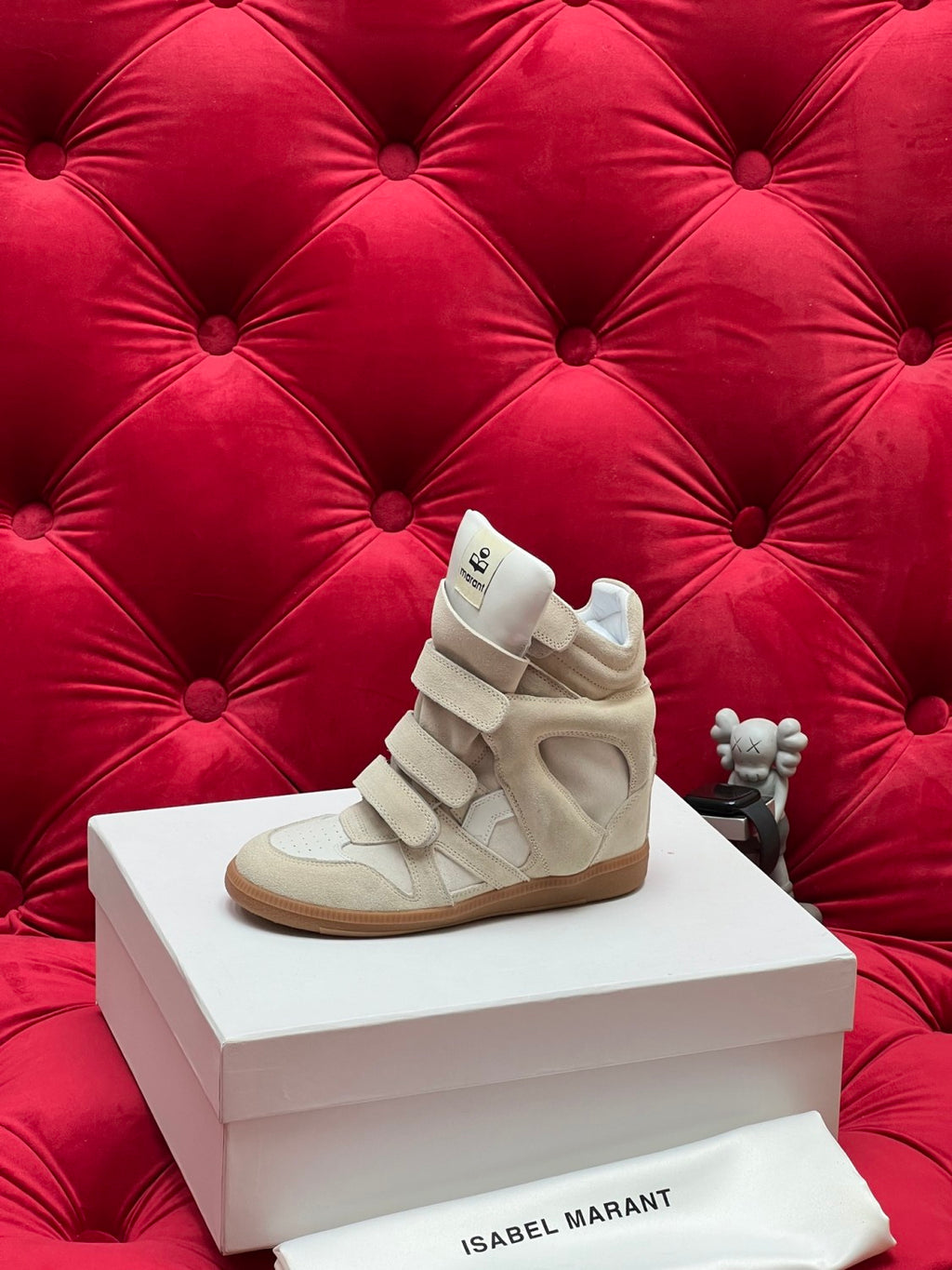 Isabel Marant Women's Autumn and Winter Solid Colour Velcro Round Toe High Top Suede Leather Casual Sneakers Shoes #76685