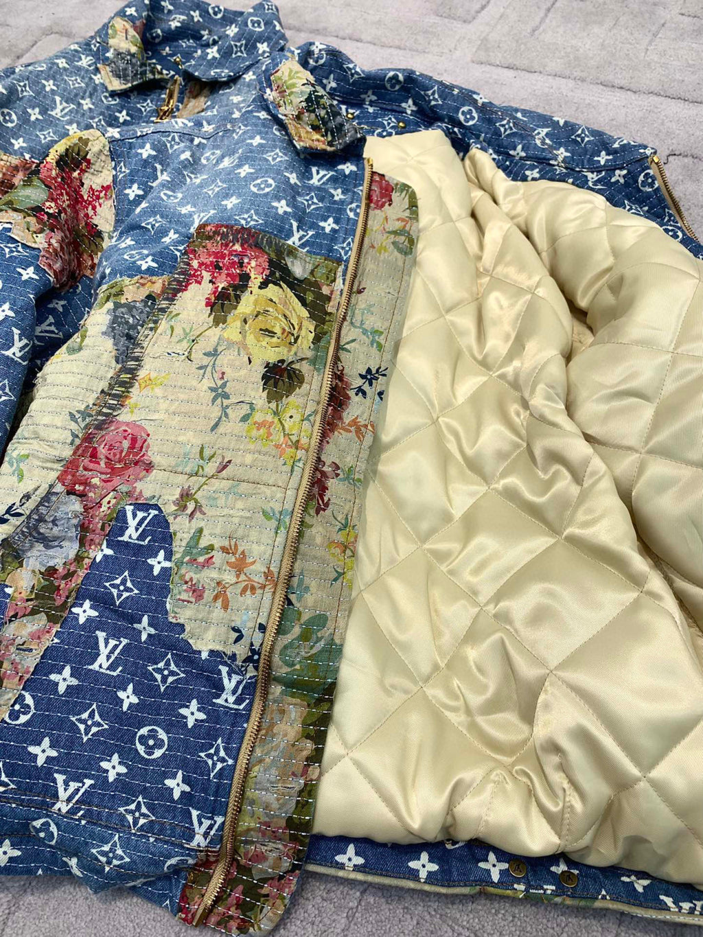 Louis Vuitton Floral Print Denim Zip Jacket #96522
