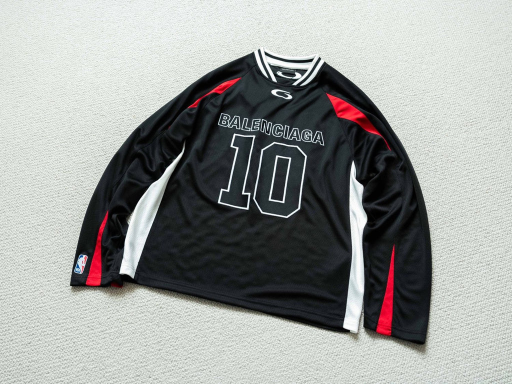 Balenciaga Men's Balenciaga NBA Collaboration Oversized Long Sleeve T-shirt in Black Multicolor #377156