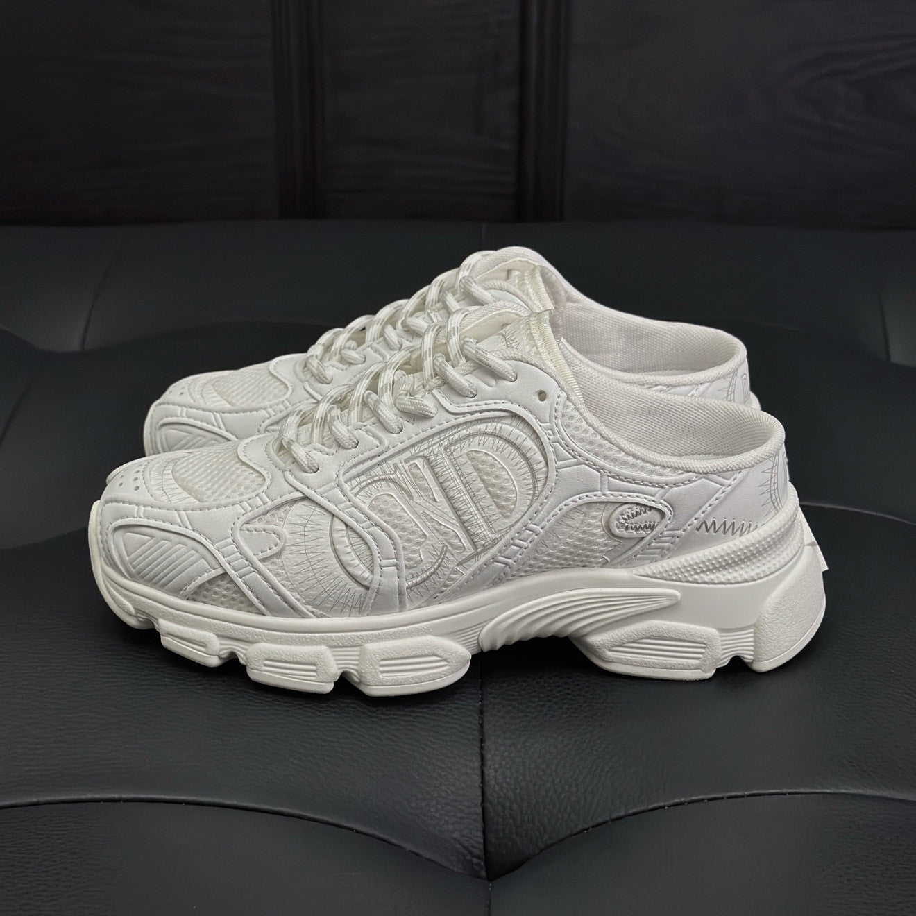 Dior Chrono Women's Spring/autumn Two-tone Mesh Fabric Round Toe Lace-up Slip-on Low-top Shoes Fashion Casual #78135