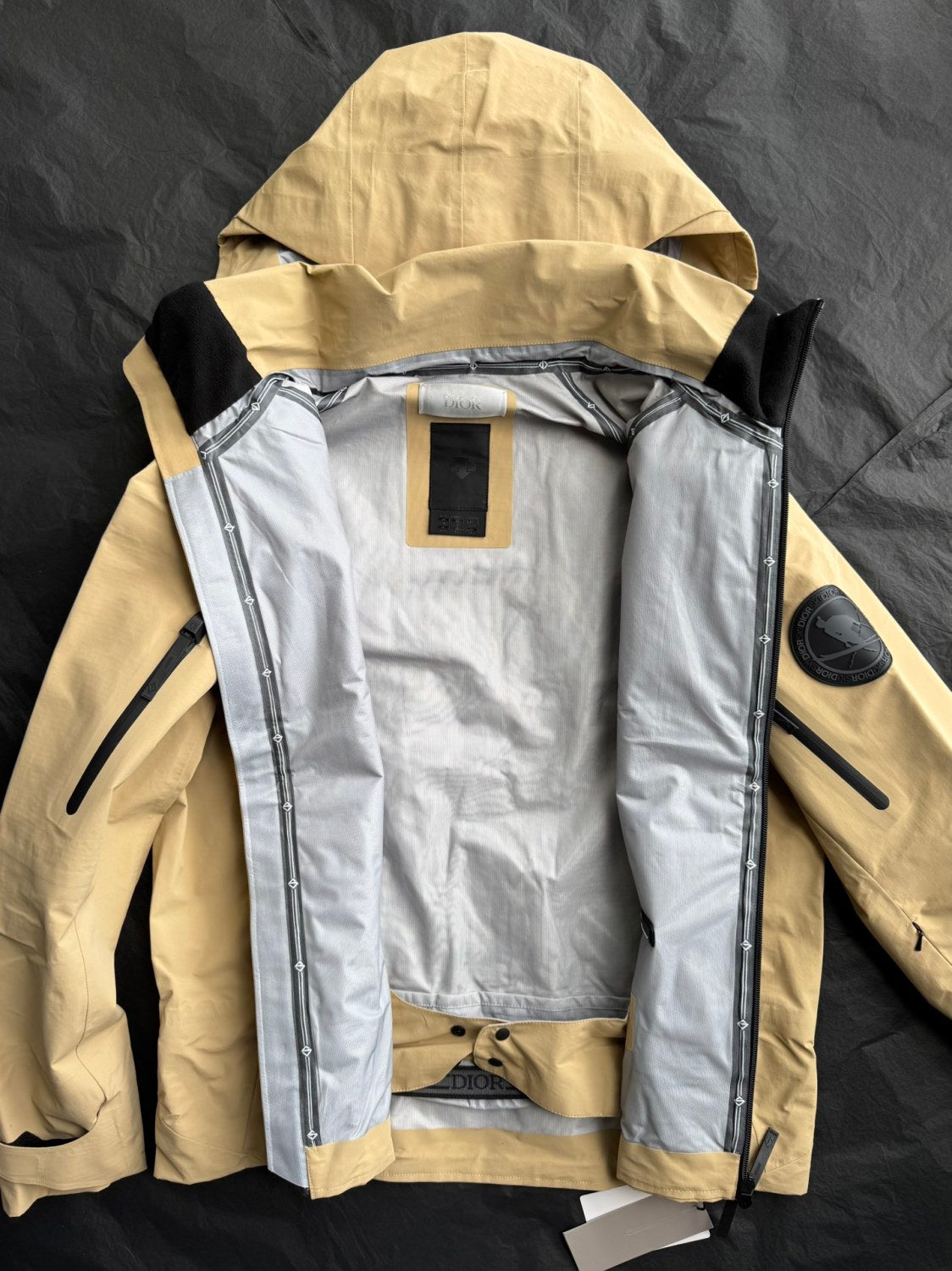 Dior Men's Autumn and Winter Solid Color Waterproof Windproof Hooded Zipper Long Sleeve Ski Suit Zipper Back Ski Pants Suit Set #74661