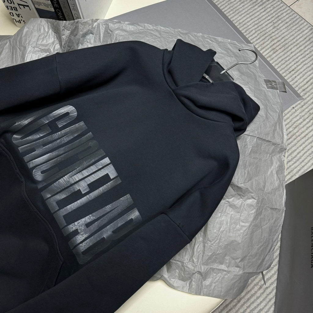 Balenciaga Men's Spring & Autumn Gray Letter Print Loose Hooded Drop Shoulder Long Sleeve Sweatshirt Tie Sweatpants Pants #73496