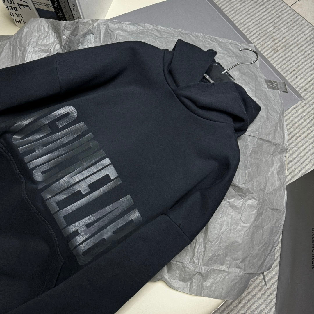 Balenciaga Men's Spring & Autumn Gray Letter Print Loose Hooded Drop Shoulder Long Sleeve Sweatshirt Tie Sweatpants Pants #73496