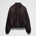 Prada Men's Autumn and Winter Solid Color Logo Applique Zipper Loose Denim Jacket #74971