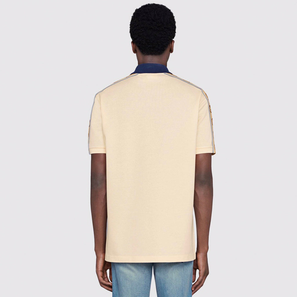 Gucci Men's Summer Double G Logo Striped Polo Shirt Color Block Button Cotton Casual Fit T-shirt #71282