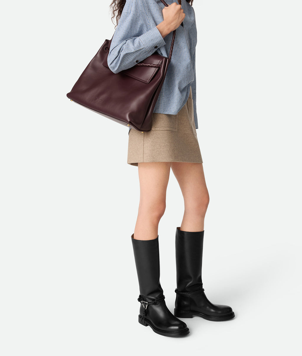 Bottega Veneta Women's James Knee-High Boots Solid-Color Leather Round-Toe Knee-High Boots Chunky Heel Casual Shoes Ngvp #2574