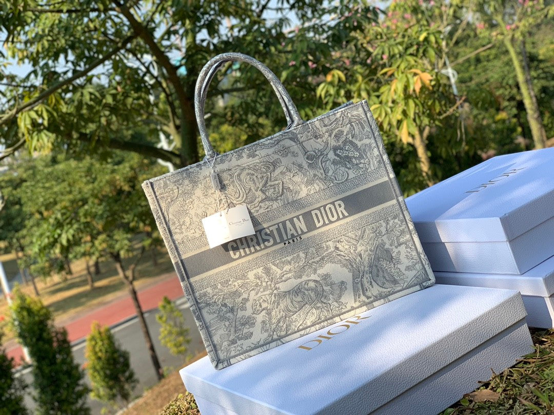 Dior Women's Classic Fashion Large Book Tote Printed Embroidered Pattern Tote Bag Handbag Shopping Bag Bags #78273