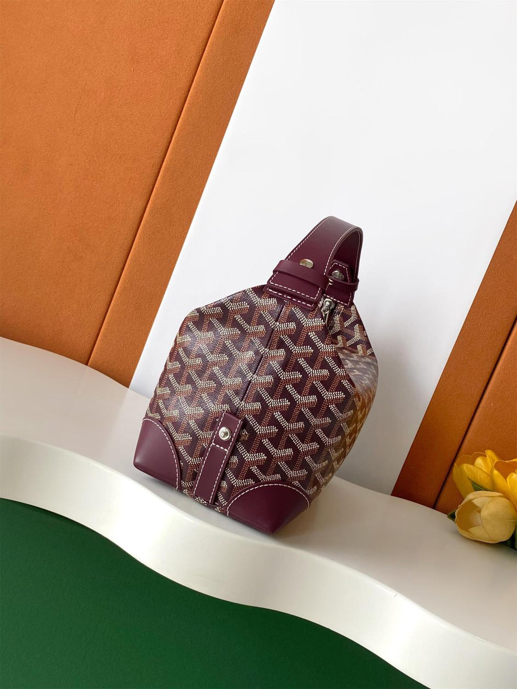GOYARD Men's and Women's Solid Color Printed Zipper Leather Handbag Storage Bag Bags #77775
