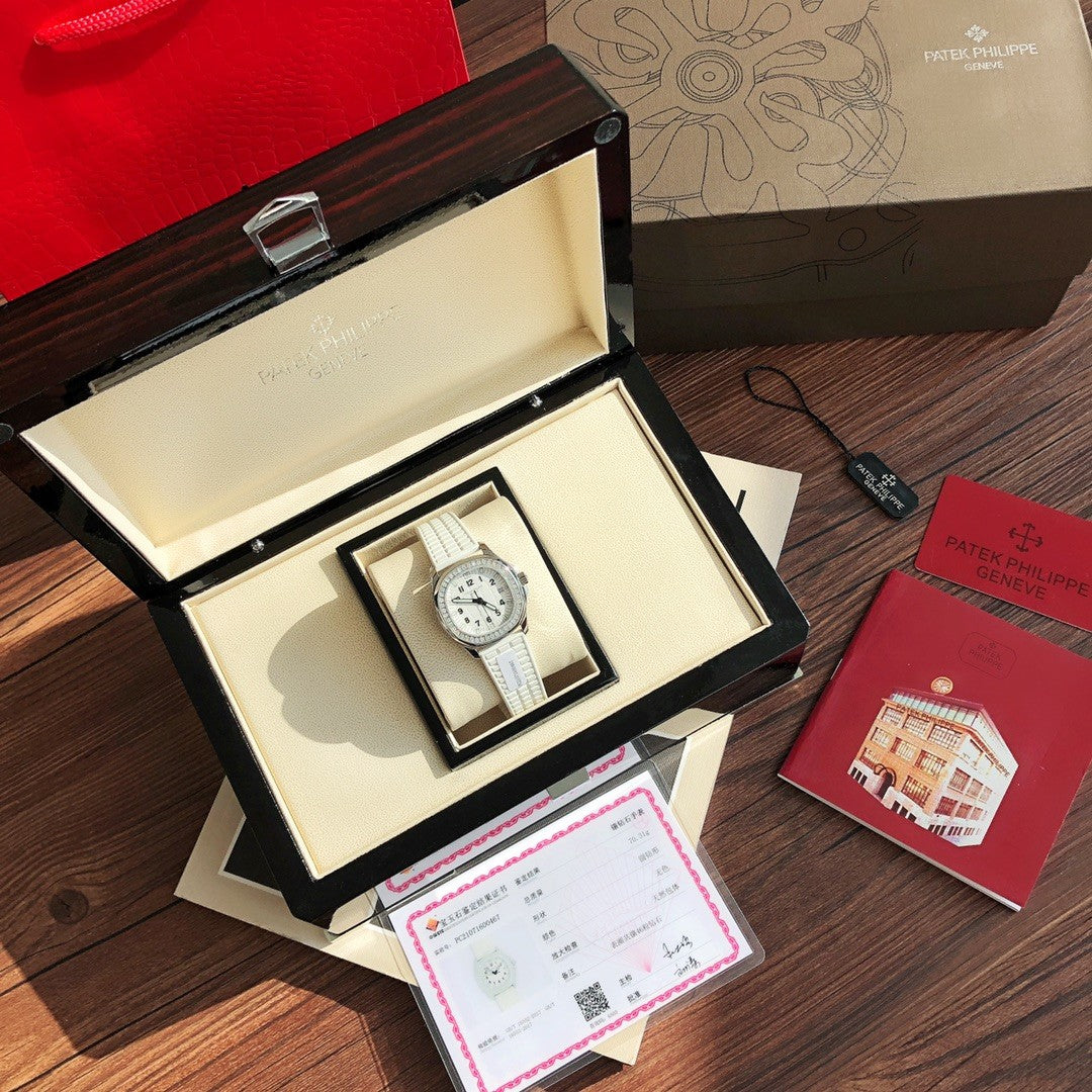 Patek Philippe Women's Quartz 100M Water Resistant Solid Color Dial Rubber Strap Watch #75754