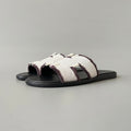 Hermes Men's And Women's Spring/summer Fashion Casual Round Toe Slip On Flat Sandals Woven Canvas Sandals Shoes #78416