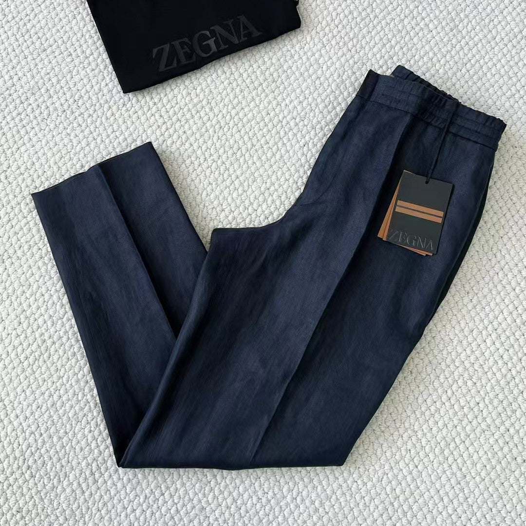 Ermenegildo Zegna Men's Spring And Summer Solid Color Casual Comfortable Elastic Waist Trousers Pants #75522