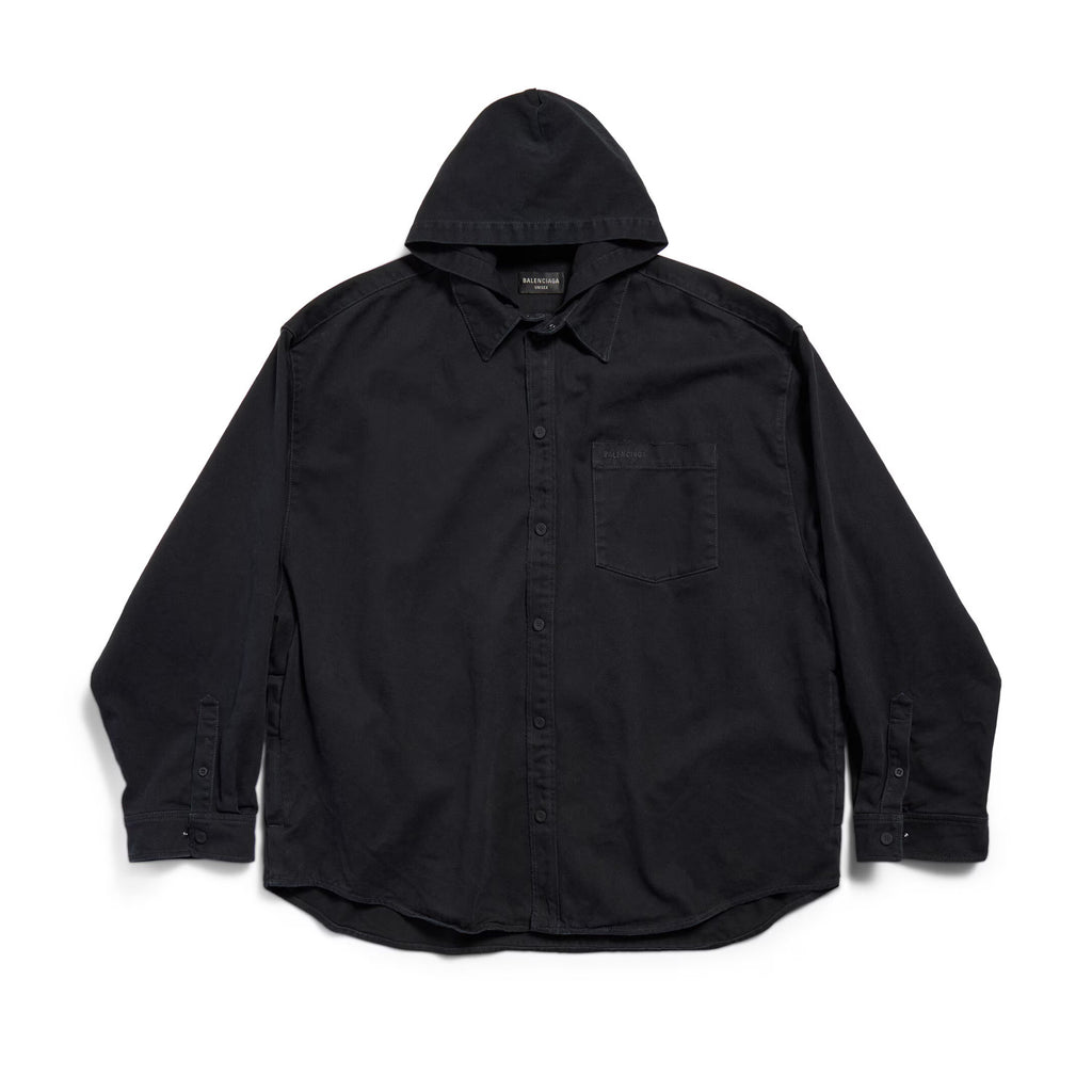 Balenciaga Men's Spring. Summer And Fall Hooded Shirt Papka Lapel Loose Solid Color Denim Jacket Ngvp #1671