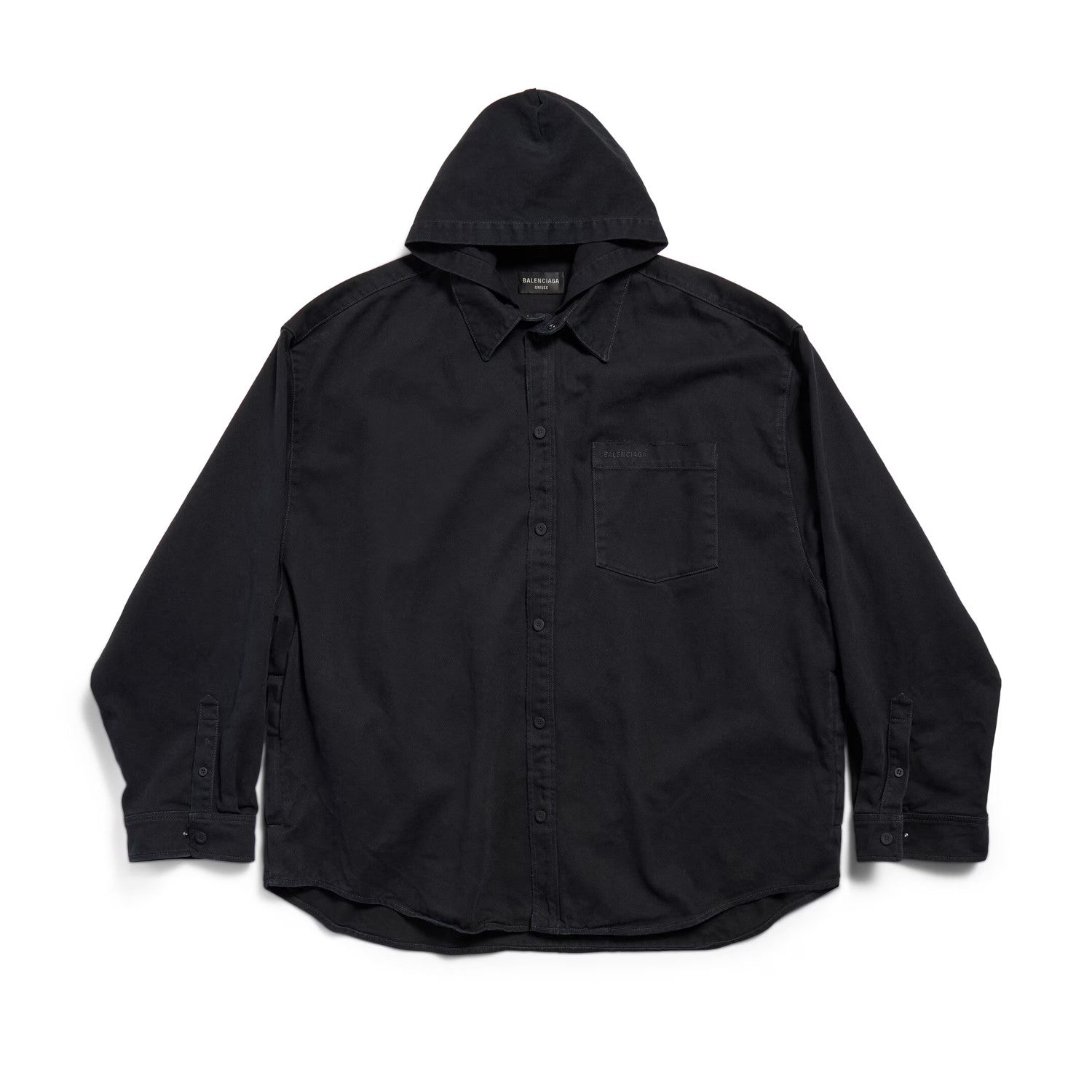 Balenciaga Men's Spring. Summer And Fall Hooded Shirt Papka Lapel Loose Solid Color Denim Jacket Ngvp #1671
