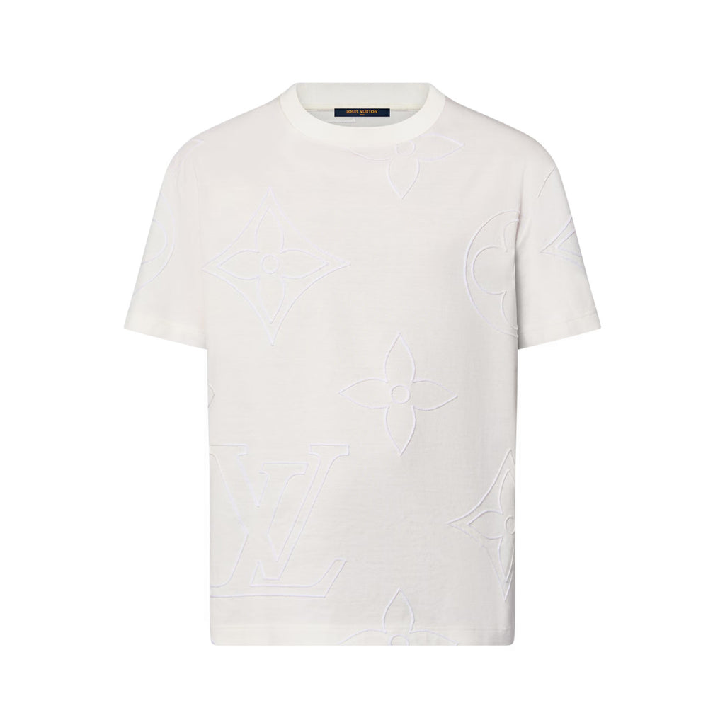 Louis Vuitton Men's Summer Embroidery Pattern Printed Solid Color Round Neck Cotton Short Sleeve T-Shirt #75389