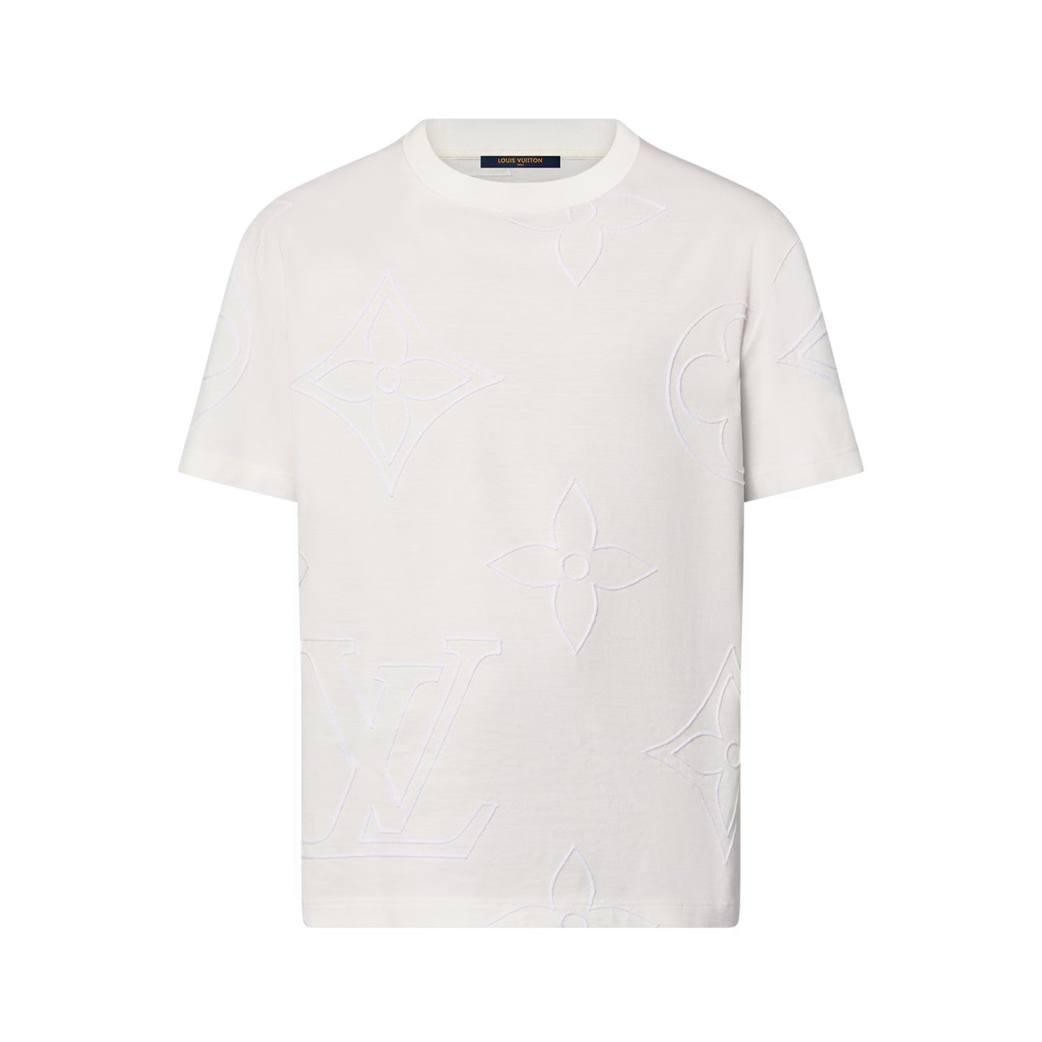 Louis Vuitton Men's Summer Embroidery Pattern Printed Solid Color Round Neck Cotton Short Sleeve T-Shirt #75389