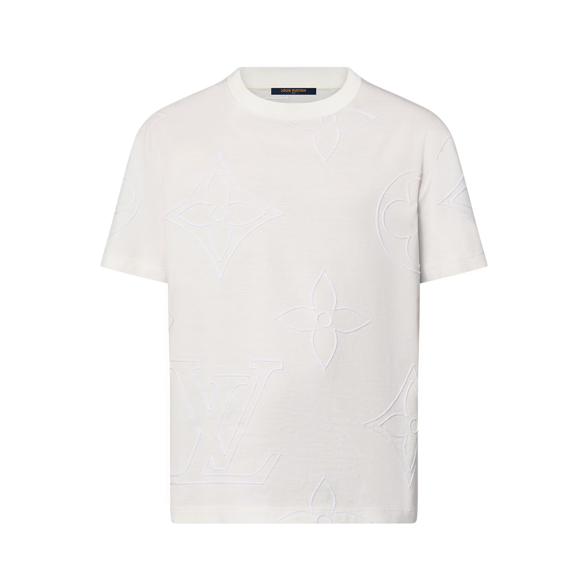 Louis Vuitton Men's Summer Embroidery Pattern Printed Solid Color Round Neck Cotton Short Sleeve T-Shirt #75389