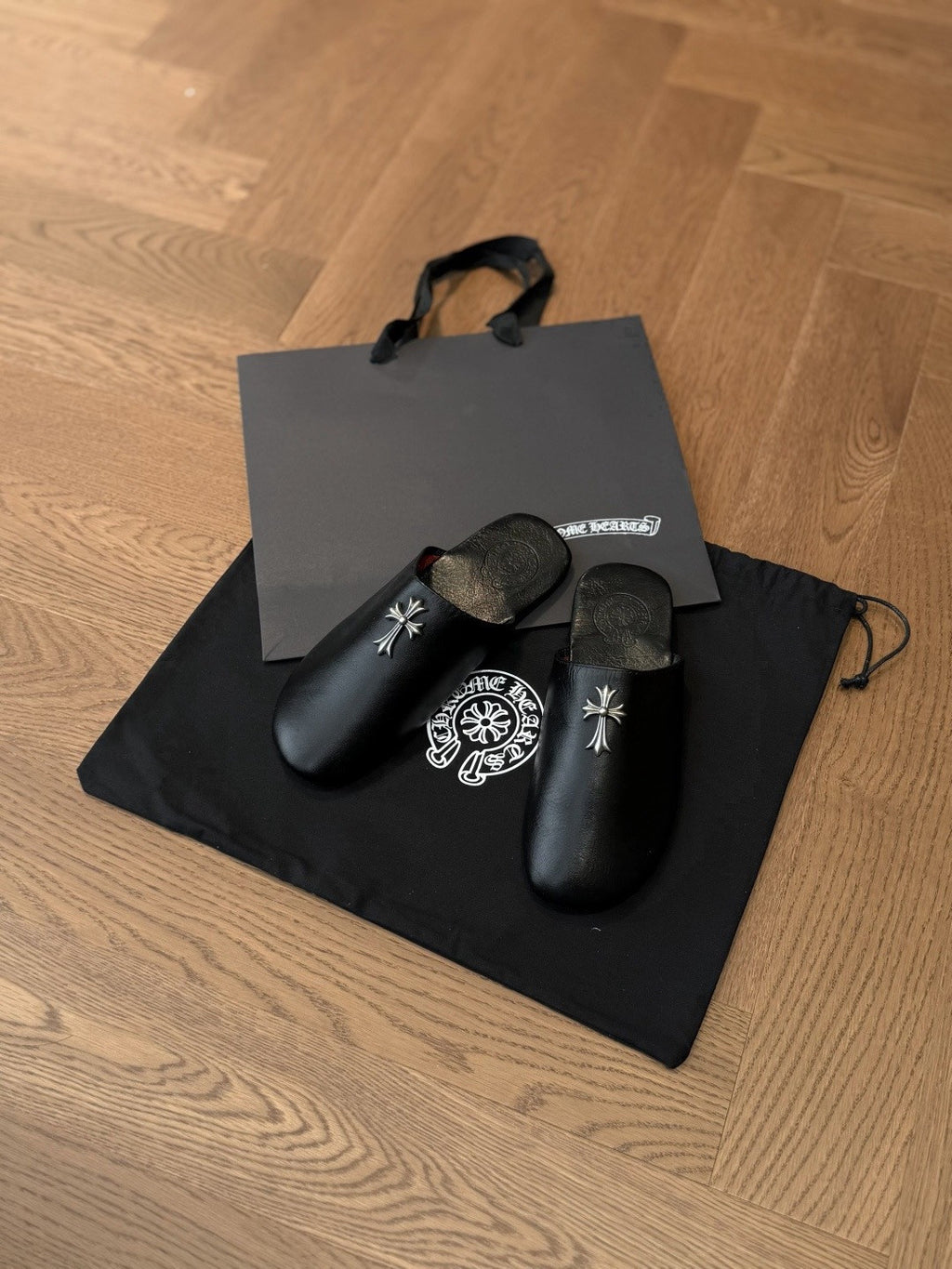 Chrome Hearts Home Mule Leather Slippers #382259