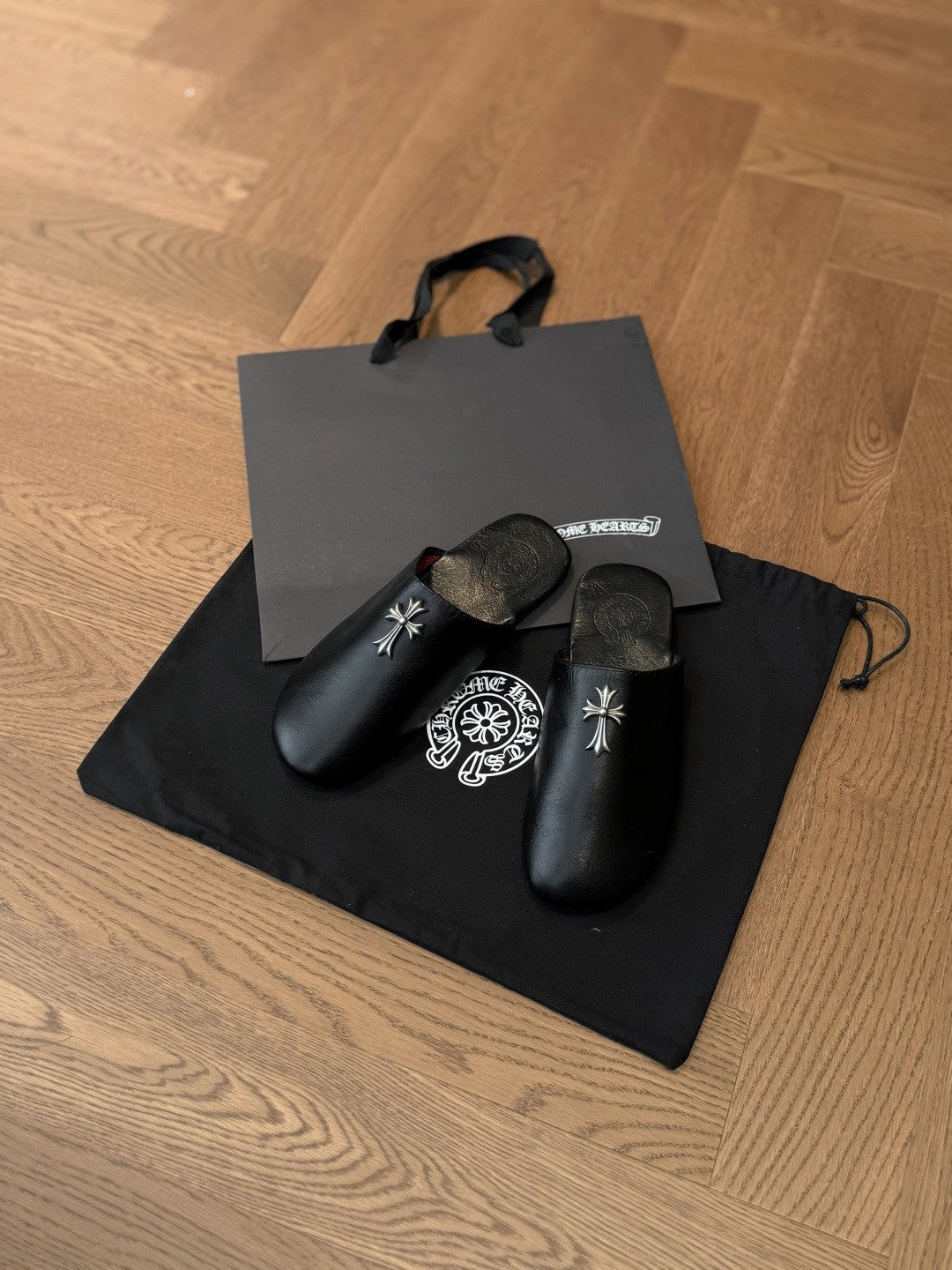 Chrome Hearts Home Mule Leather Slippers #382259
