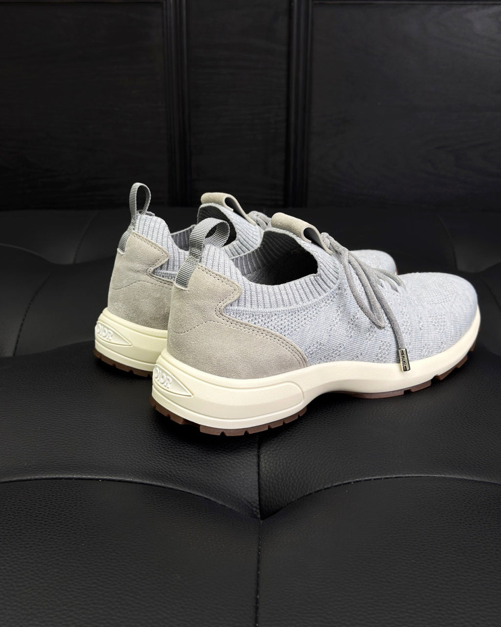 DIOR B80 Lounge Sneaker Dior Gray Cannage Cashmere Wool and Silk Knit with Dior Gray Suede#336623