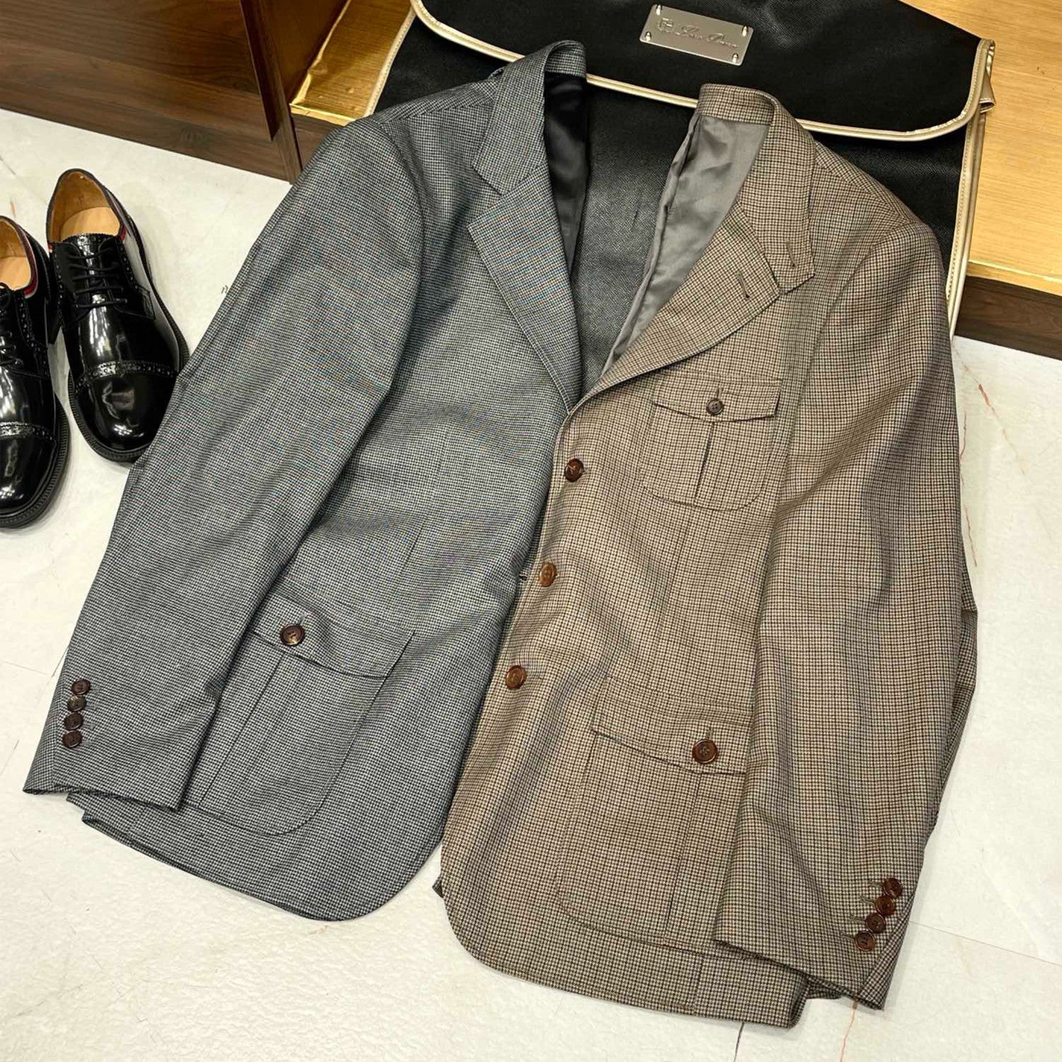 Loro Piana Men's Spring And Fall Wool Bird's-eye Jacquard Suit Jacket Fashion Temperament Lapel Single-breasted Jacket Ngvp #8228