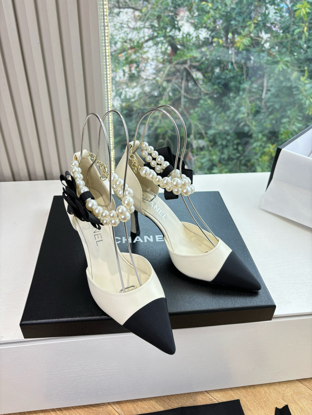 Chanel 25S Braided Mary Jane Toe Pearl Sandals and High Heels #334481