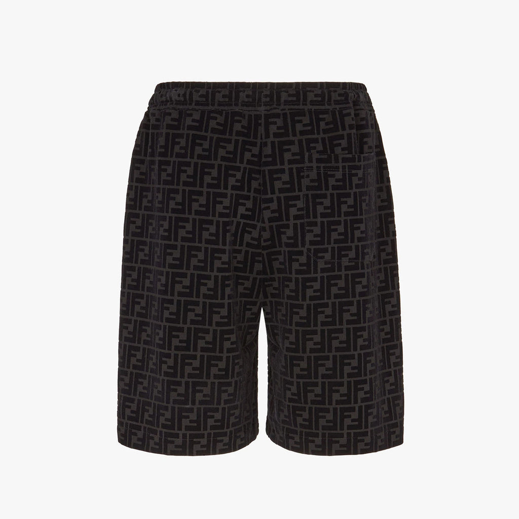 Fendi Men's Summer Black Letter Logo Print Drawstring Straight Casual Short Pants #98816