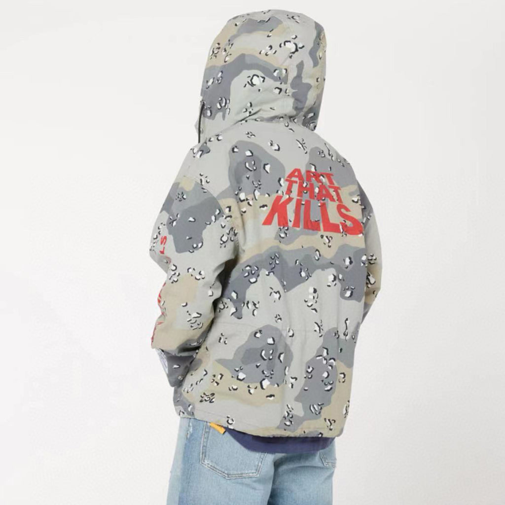 Gallery Dept Men's Spring And Autumn High Street Fashion Printed Letter Camouflage Rushing Jacket Hooded Loose Casual Jacket  Ngvp #8124