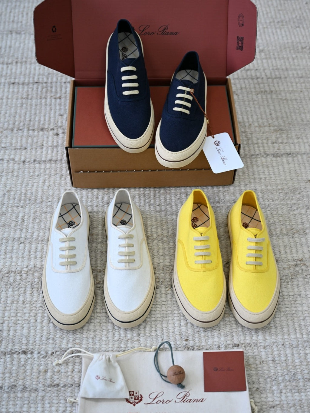 Loro Piana Nantucket Walk Sneaker Cotton Blue Navy Low Top #386139
