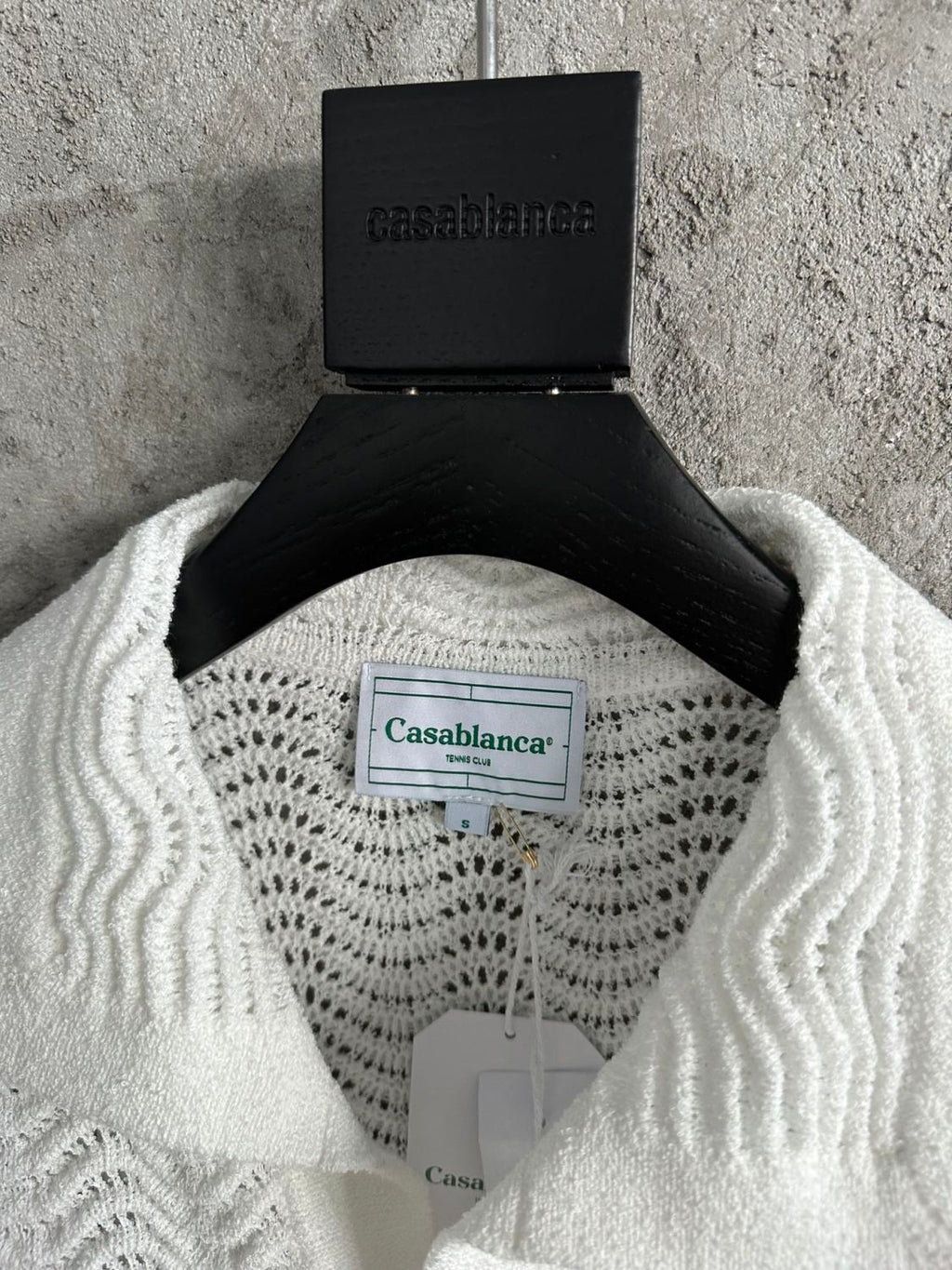 Casablanca Men's Summer White Lapel Single Breasted Skeleton Long Sleeve Knit Jacket #72868