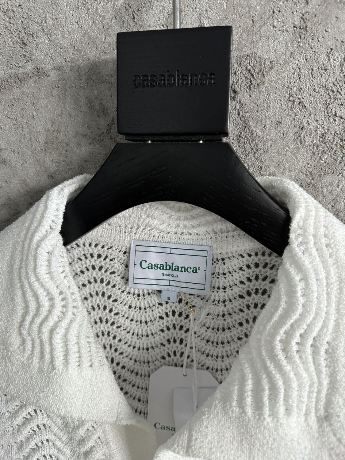 Casablanca Men's Summer White Lapel Single Breasted Skeleton Long Sleeve Knit Jacket #72868