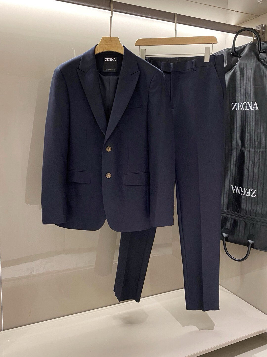 Ermenegildo Zegna  Men'S Spring And Autumn Business Casual Wool Suit Set Navy Blue Temperament Casual Comfortable Formal Suit Jacket Straight Suit Pants Trousers #75986