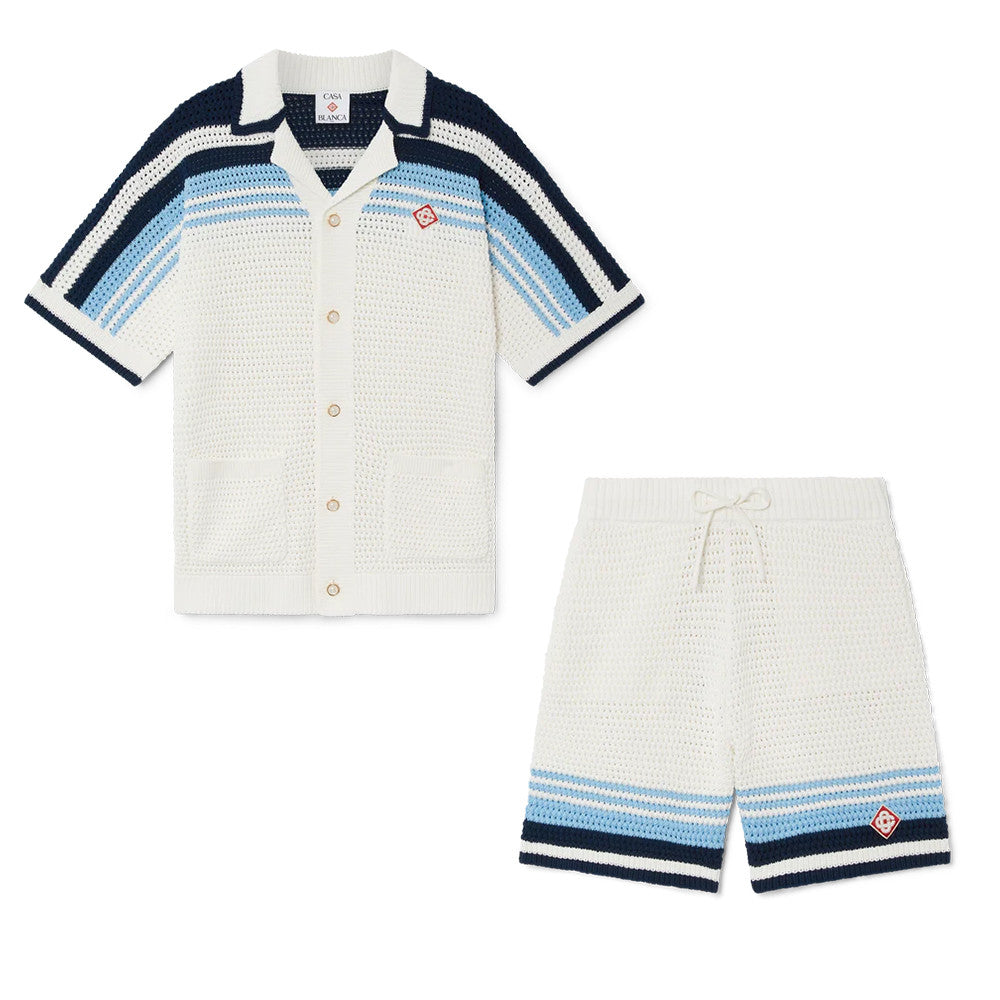 Casablanca Woven Striped Sweater Short-sleeved Shirt Shorts #335805