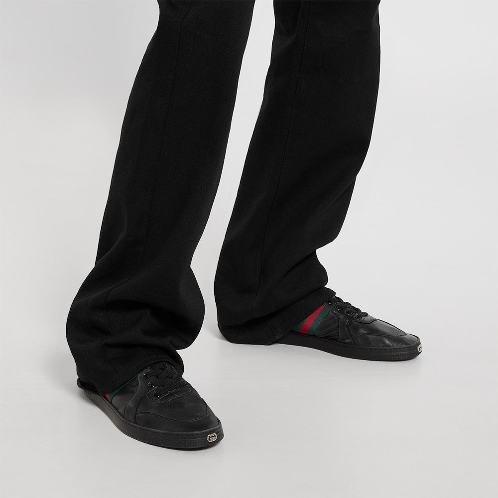 GUCCI Men's Stretch High-top Sneaker in Black Leather #378602
