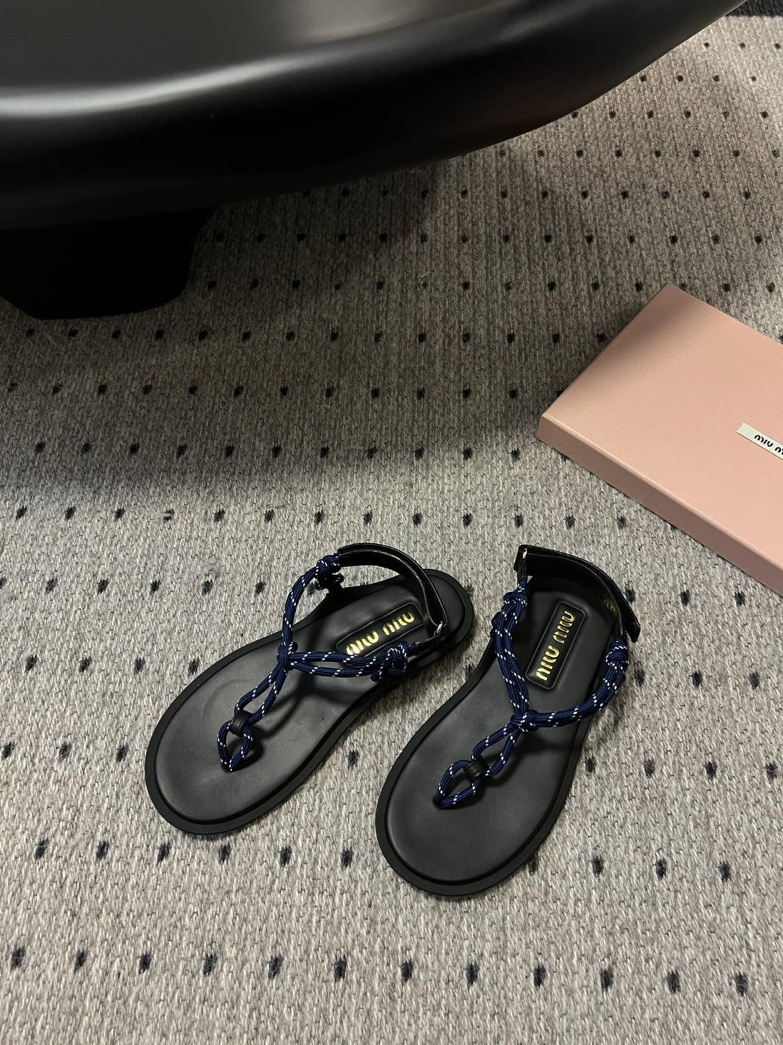 MiuMiu Women's Summer Fashion Casual Toe-exposed Strappy Leather Sandals Shoes #78431