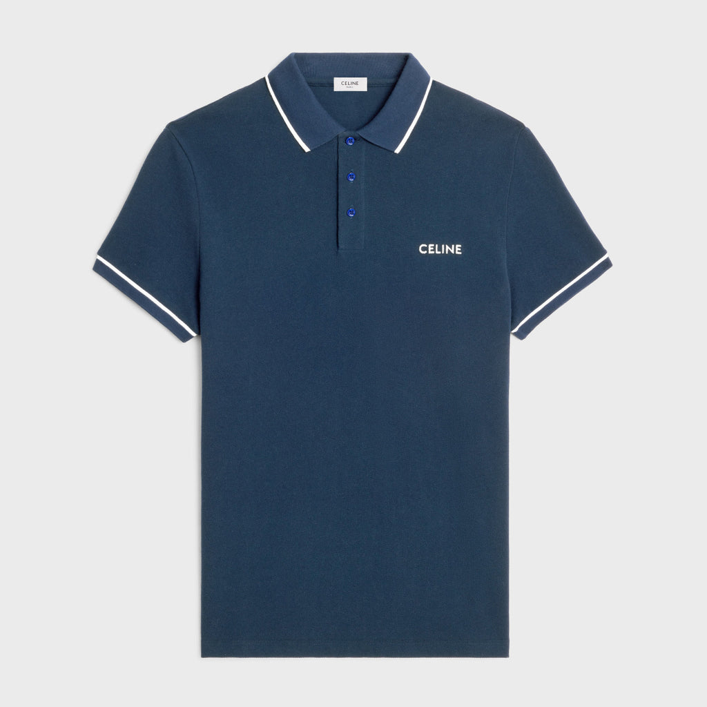 Celine Men's Summer Embroidered Logo Solid Color Short Sleeve Polo Shirt T-Shirt #72561