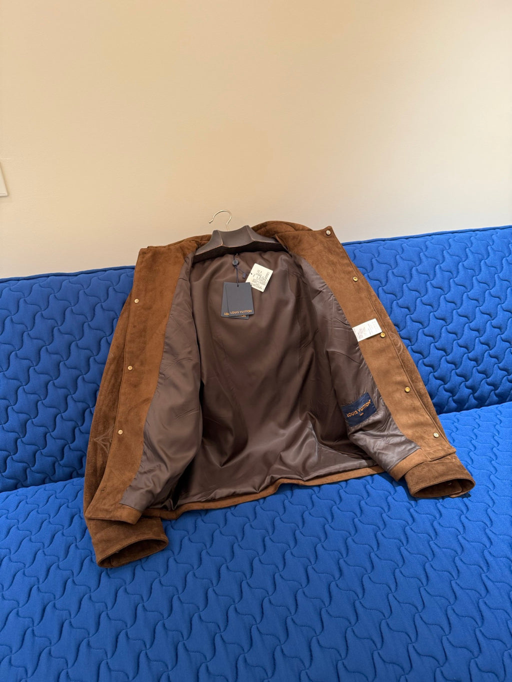 LOUIS VUITTON Monogram Embroidered Suede Overshirt #376523
