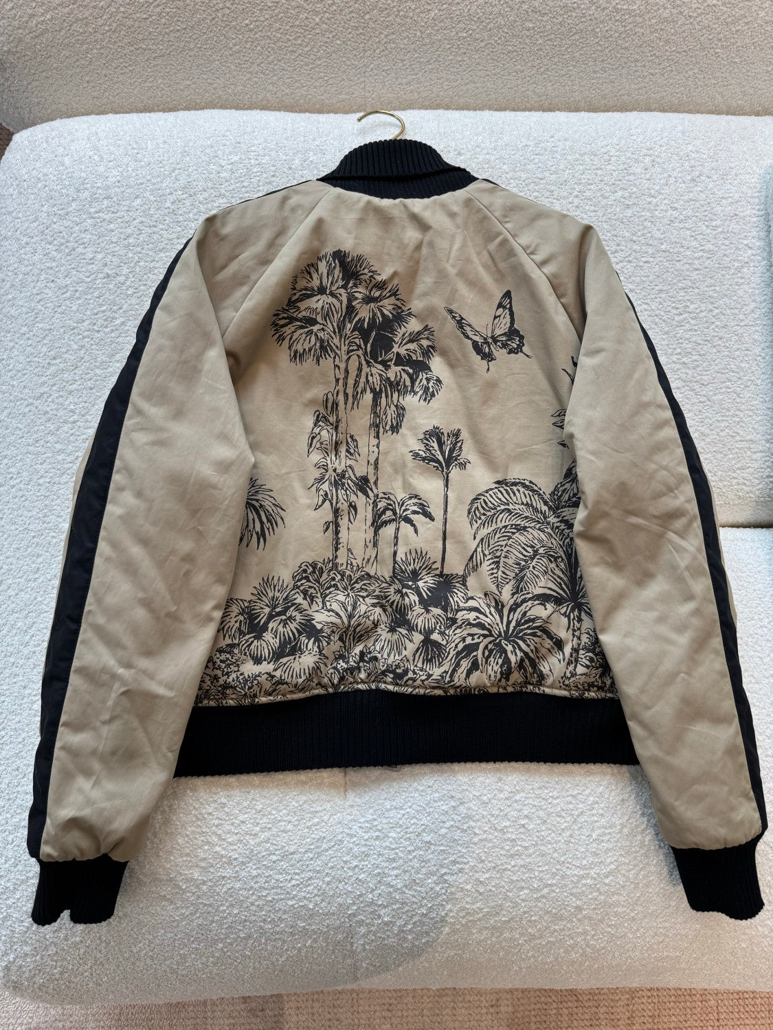 Dior Dioriviera Men's And Women's Fall/Winter Fashion Casual Color Block Zipper Palms Rui Print Pilot Jacket #79487