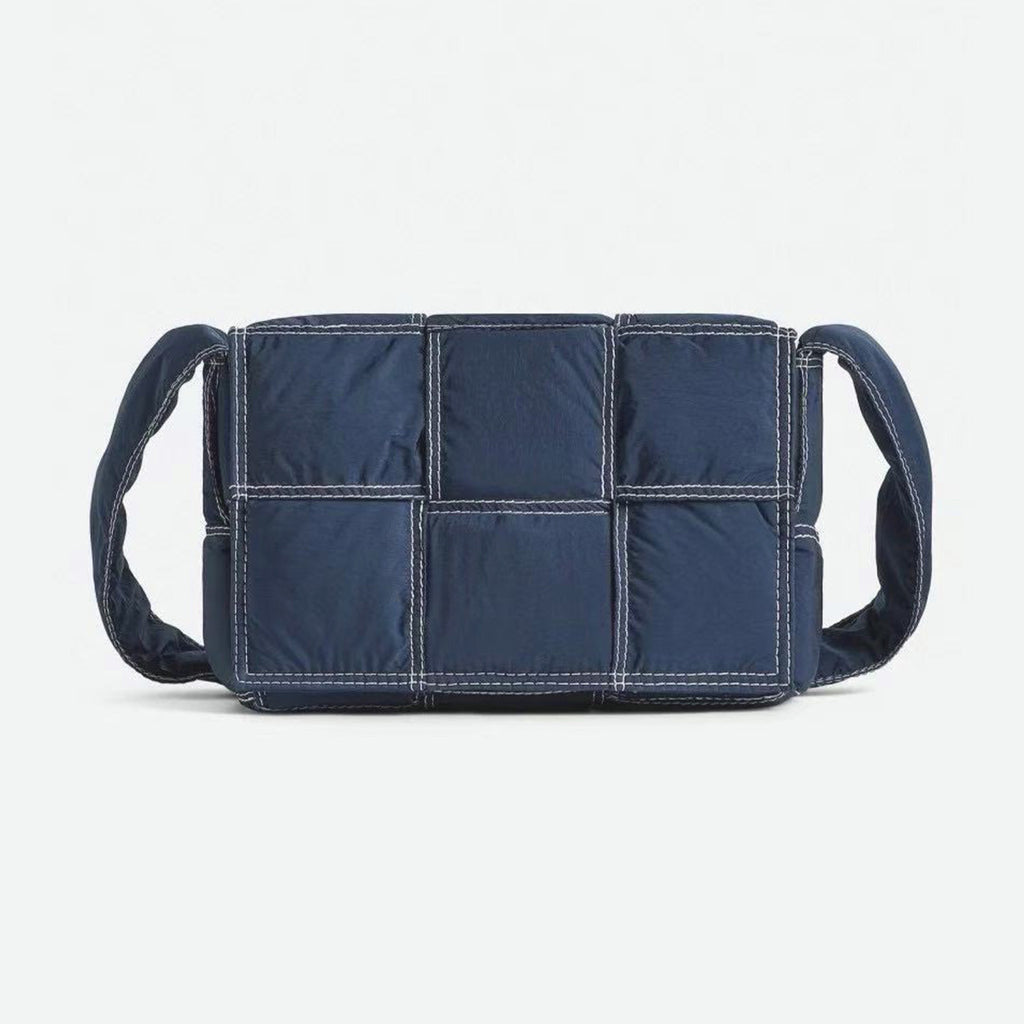 Bottega Veneta Cassette Silver Finish Magnetic Closure Intreccio Nylon Shoulder Crossbody Bag Men's Casual Fashion Trend Temperament Bags 795675V4GT13493 Ngvp  #1984