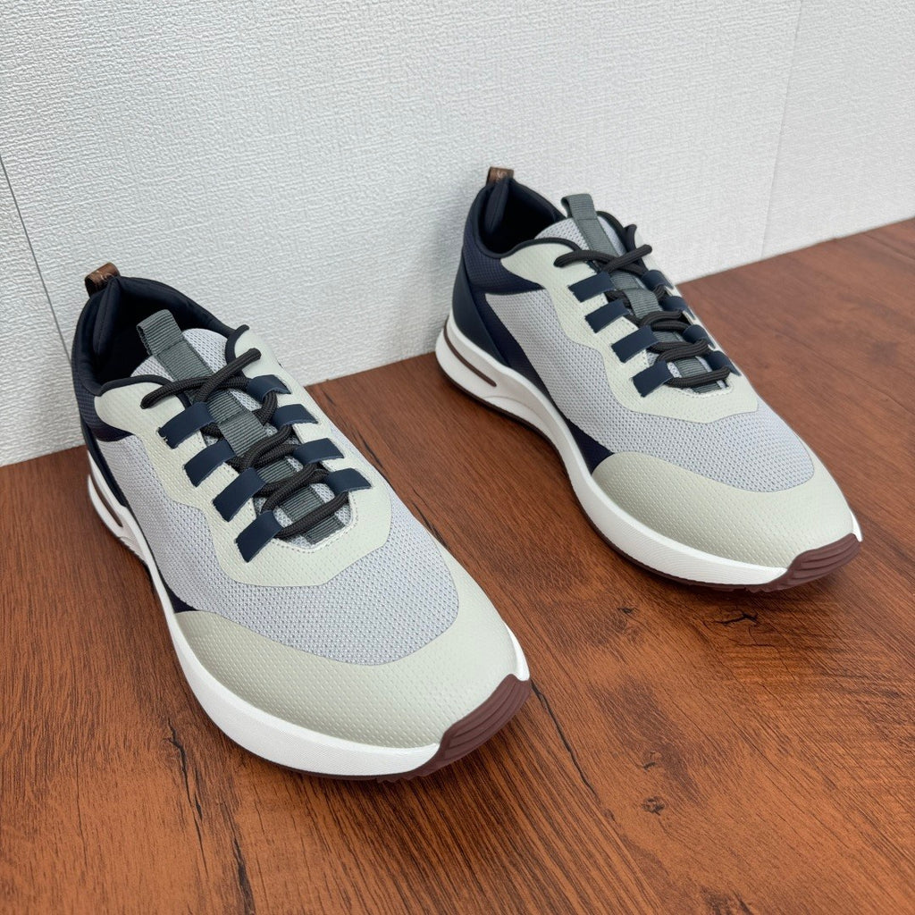 Loro Piana Week End Walk Men's Spring Summer Colour Block Mesh Patchwork Cowhide Low Top Lace Up Casual Shoes #76892