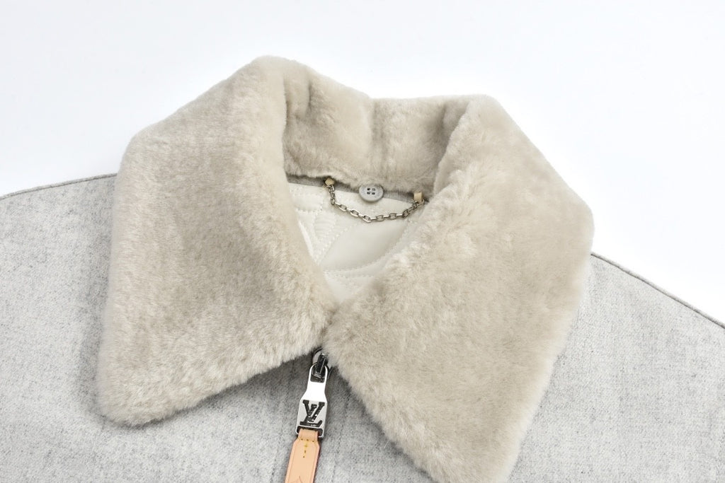 Louis Vuitton Men's Autumn and Winter Solid Color Wool Lapel Zipper Long Sleeve Jacket #74399