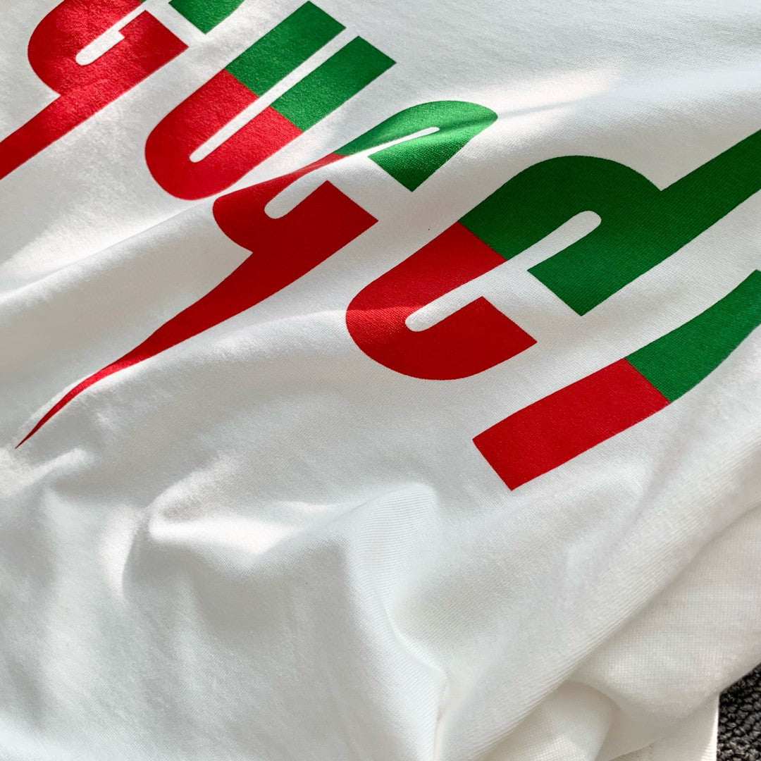Gucci Men's Summer Blade Letter Print Round Neck Solid Color Cotton Short Sleeve T-Shirt #75156