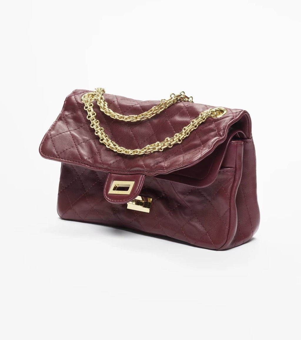 Chanel 26s Crushed Leather Traditional Classic 2.55 Vintage Calfskin Flap Bag With Black And Gold Chain Crossbody Bag Lady Bags A37586 #197121
