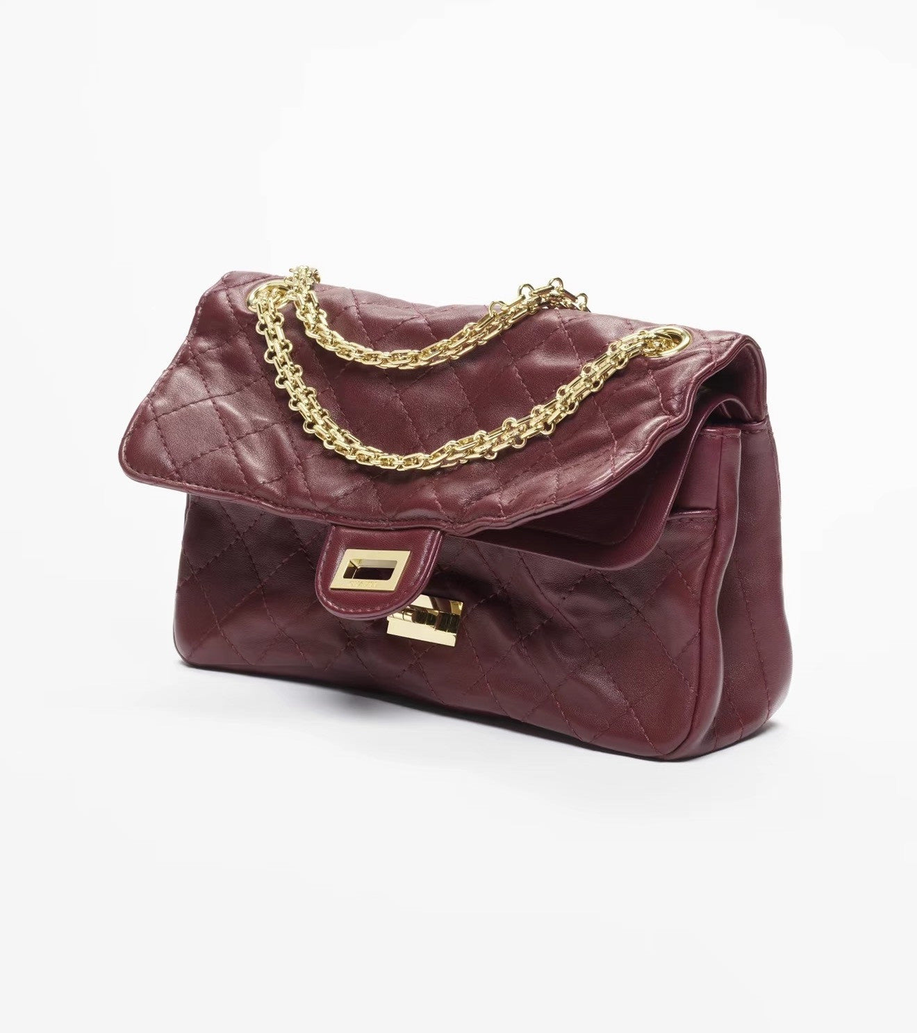 Chanel 26s Crushed Leather Traditional Classic 2.55 Vintage Calfskin Flap Bag With Black And Gold Chain Crossbody Bag Lady Bags A37586 #197121