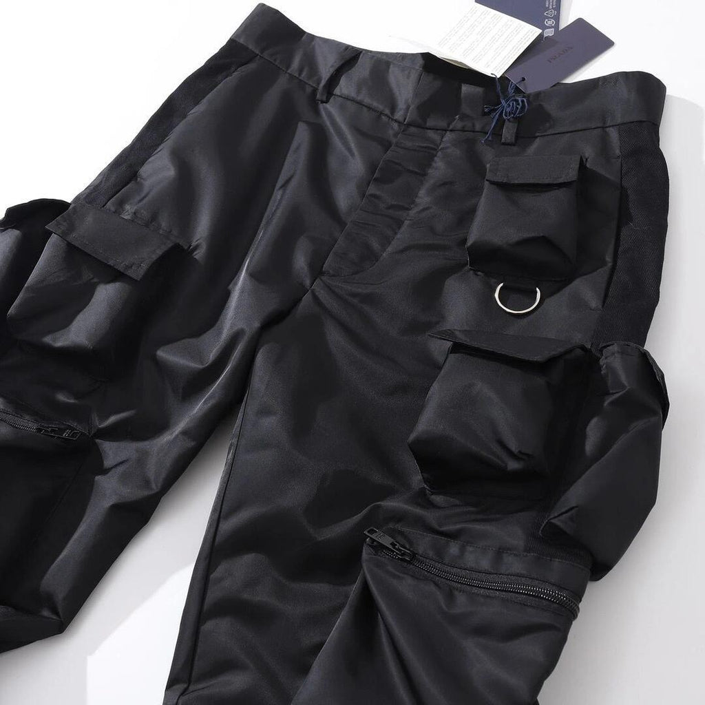 Prada Men's Spring And Summer Solid Color Nylon Multi Functional Pockets Trousers Pants #75645