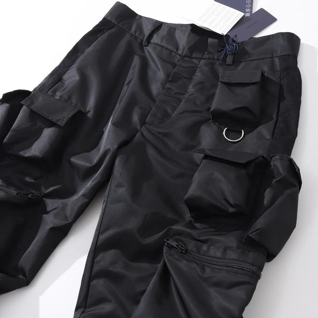 Prada Men's Spring And Summer Solid Color Nylon Multi Functional Pockets Trousers Pants #75645