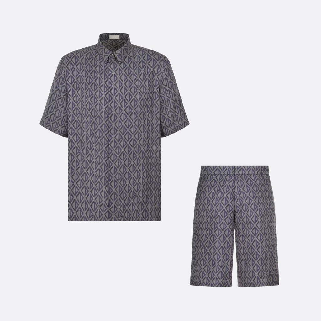 Dior Geometric Pattern Short Sleeved Shirt Shorts Set Suit #94445
