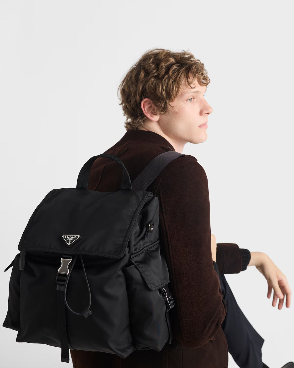 Prada Explore Re-nylon And Leather Backpack For Men - Black Fashionable Backpack. Casual Multi-pocket Bag 2vz118_2dw3_f0002_v_ooo #82291A